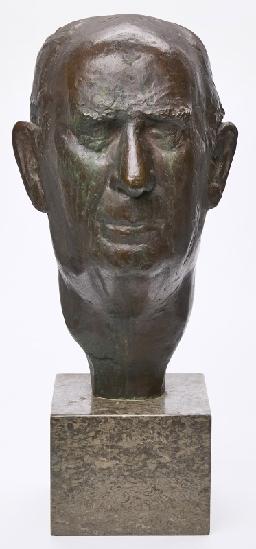 Bronze Hans Mettel: Männliches Bildnis - Hermann Schlosser, 1964.